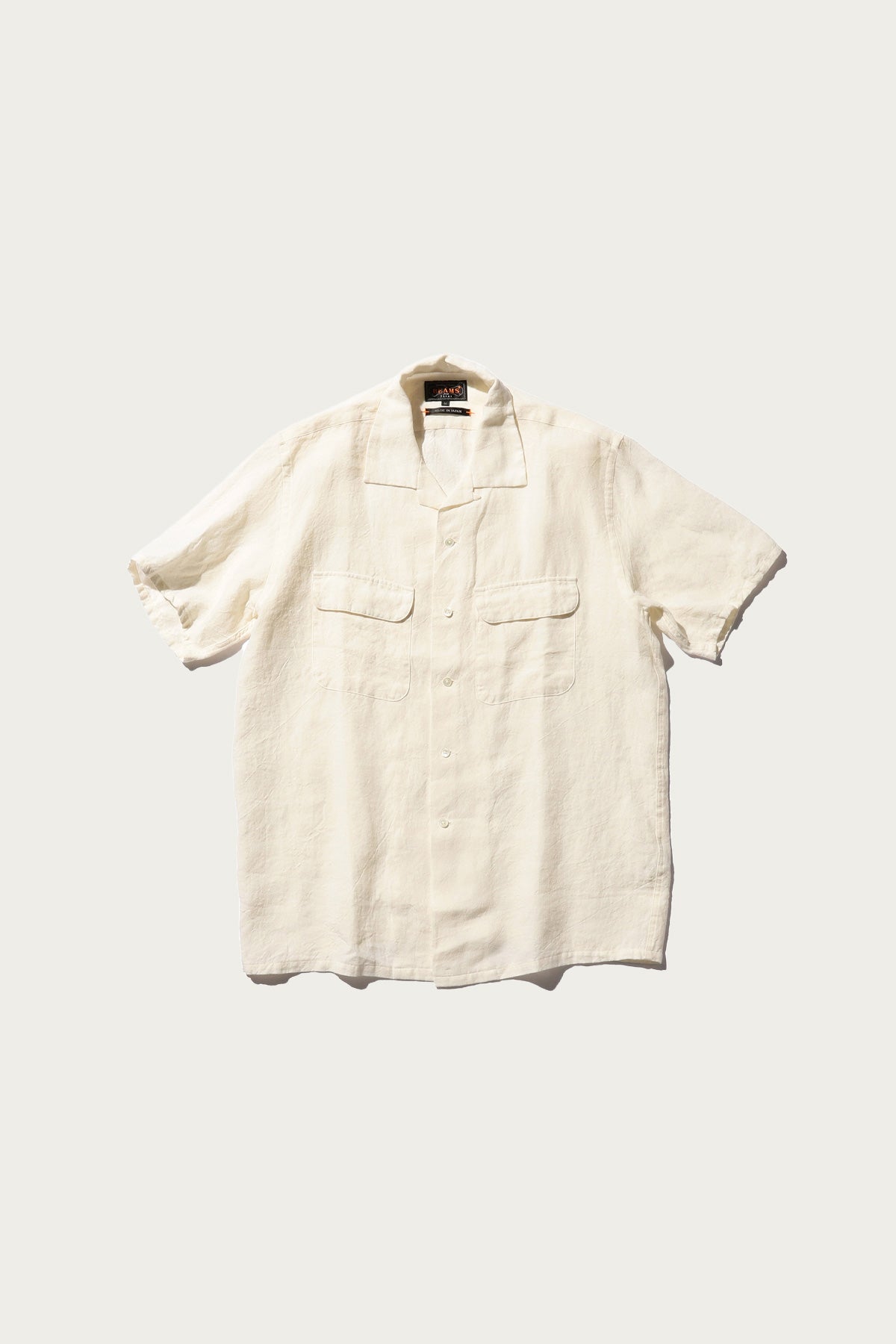 Beams Plus - Open Collar 1/40 Linen - White - Canoe Club