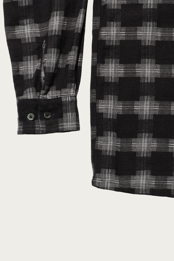 Beams Plus - Open Collar Brushed Satin Plaid - Black - Canoe Club