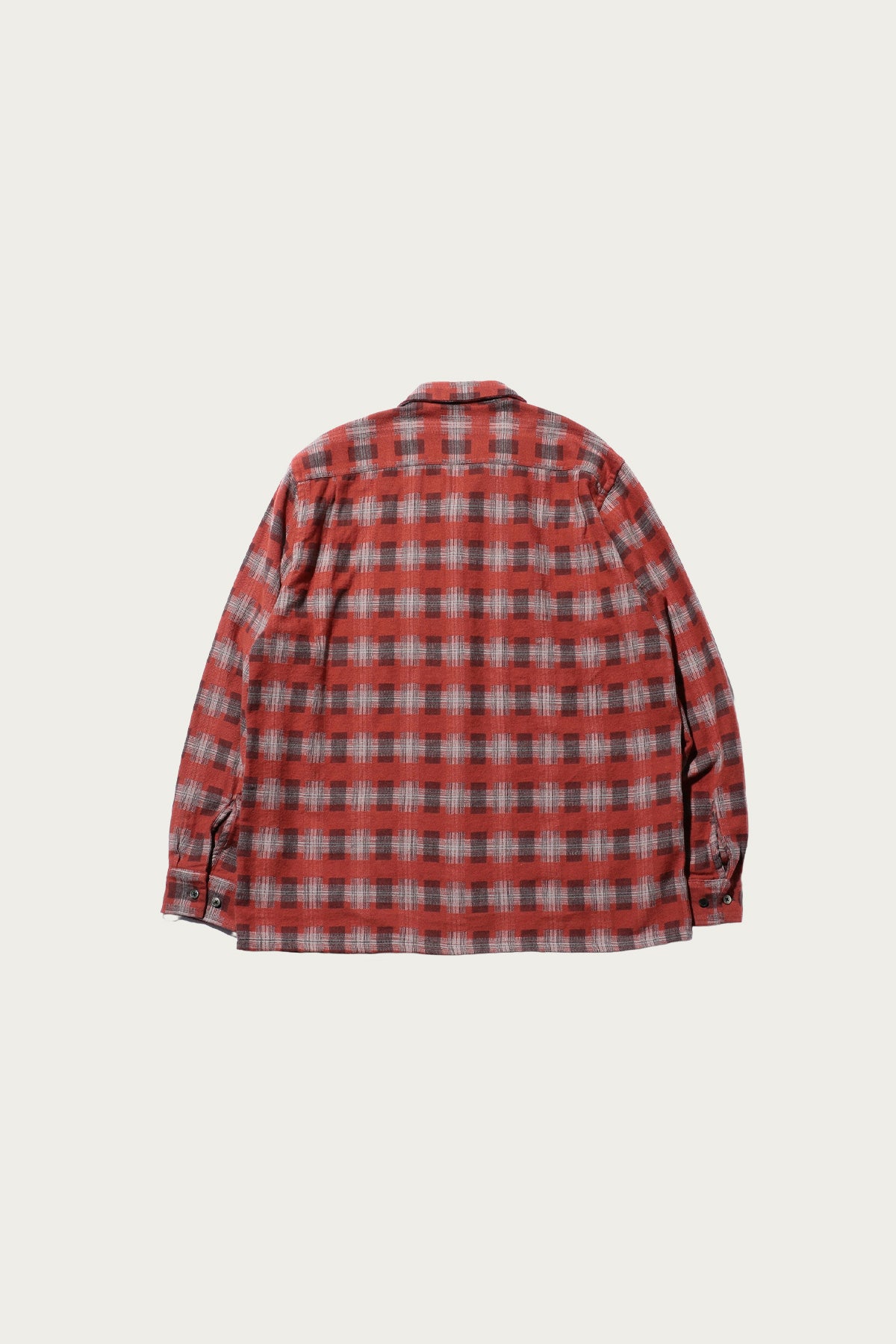 Beams Plus - Open Collar Brushed Satin Plaid - Red - Canoe Club