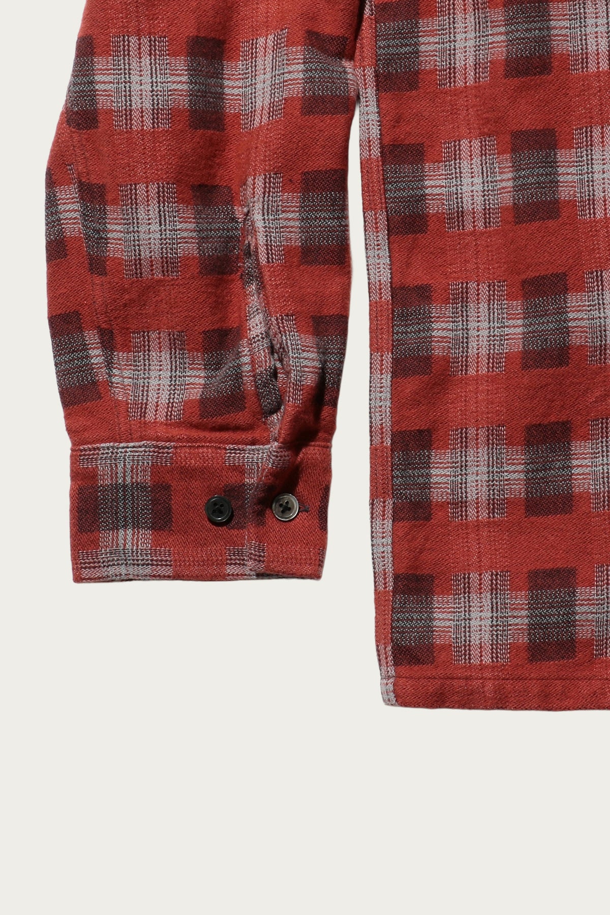 Beams Plus - Open Collar Brushed Satin Plaid - Red - Canoe Club