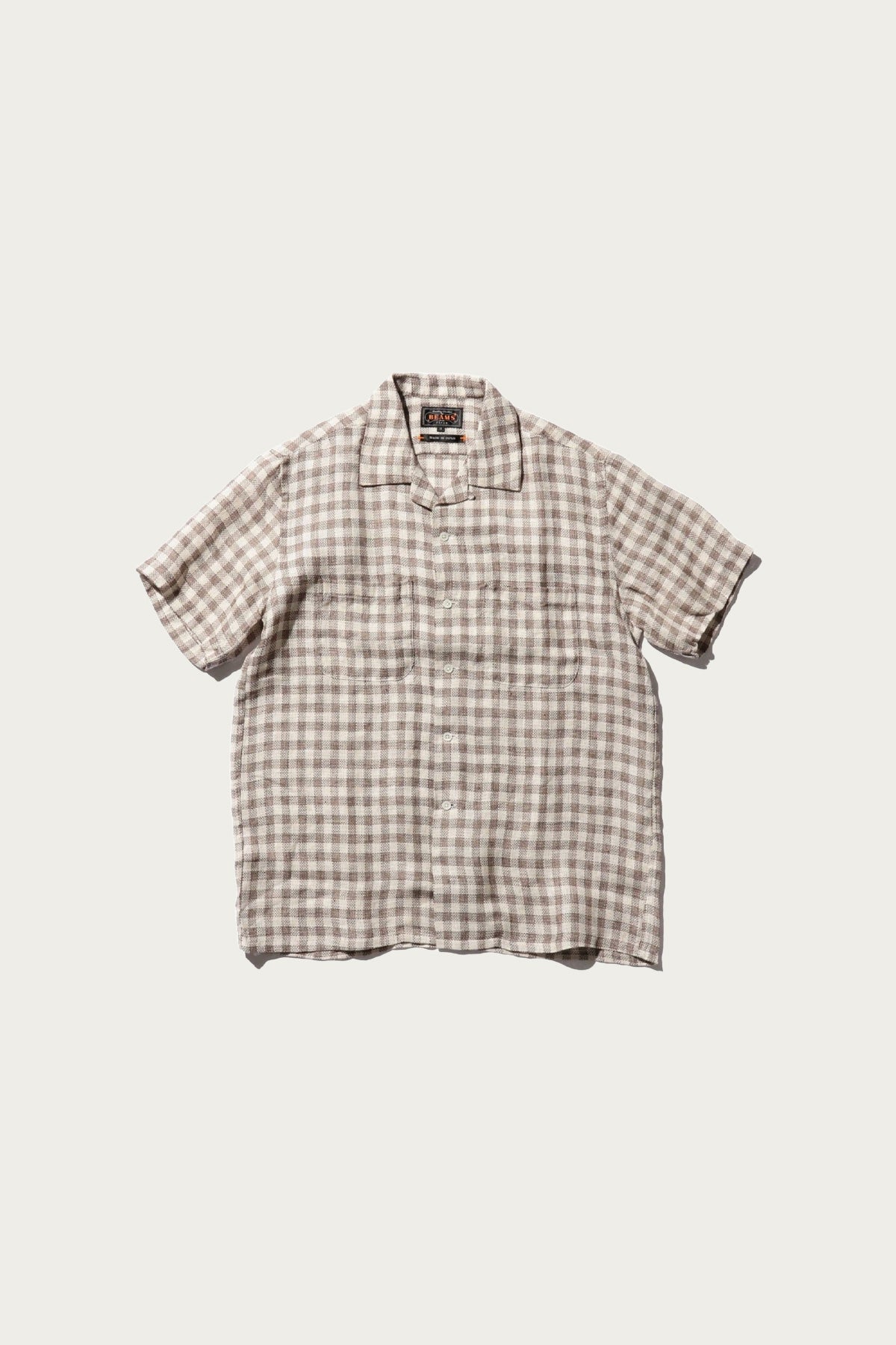 Beams Plus - Open Collar Pajama Plaid Linen - Brown - Canoe Club
