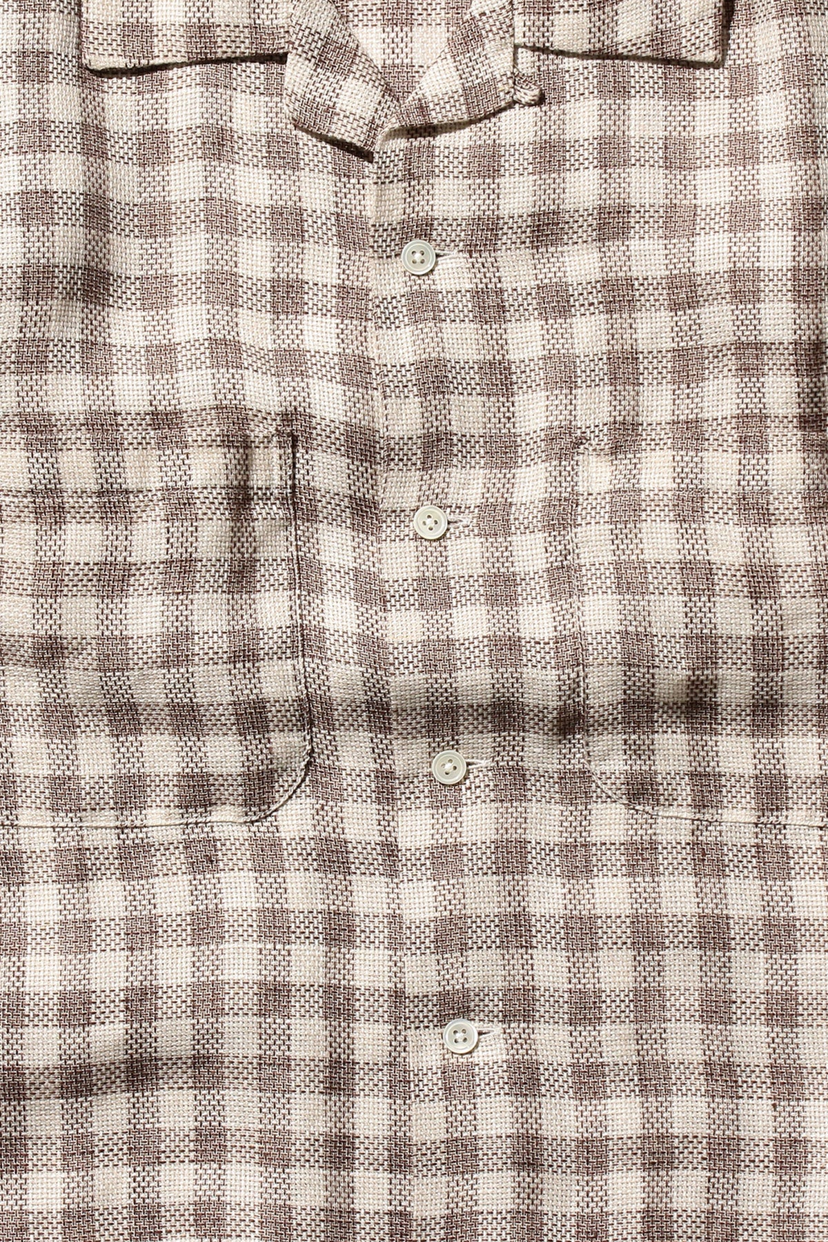 Beams Plus - Open Collar Pajama Plaid Linen - Brown - Canoe Club