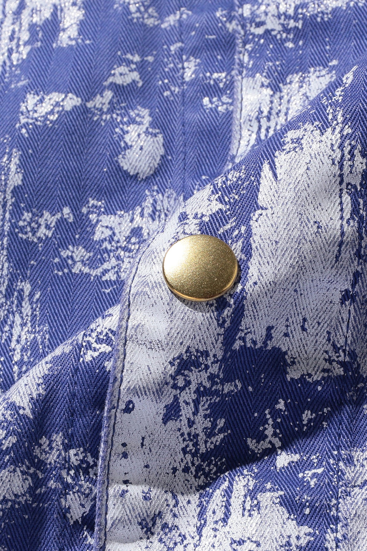 Beams Plus - P-Man Jacket Supima Herringbone on Paint Print - Blue - Canoe Club