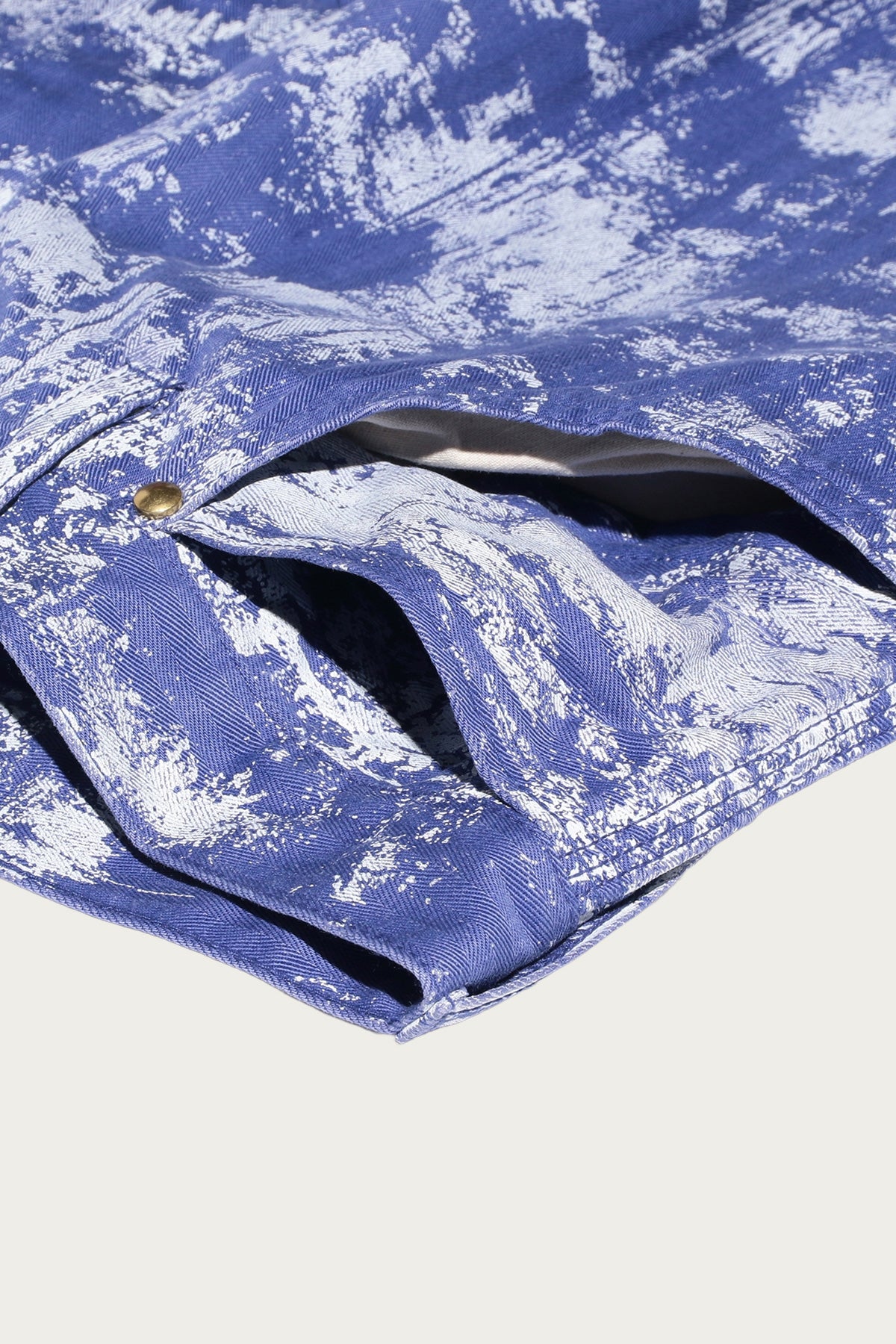 Beams Plus - P-Pants Pants Supima Herrinbone on Paint Print - Blue - Canoe Club