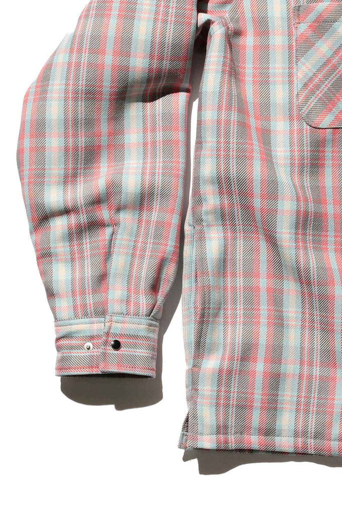 Beams Plus - Quilt Open Collar Shirt Mechanic Ombre Check - Red - Canoe Club