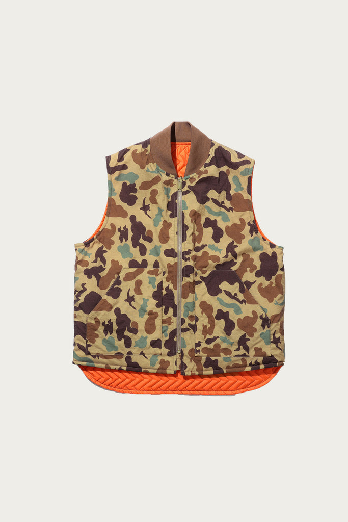 Beams Plus - Reversible WORK Puff Vest - Khaki Animal Print - Canoe Club