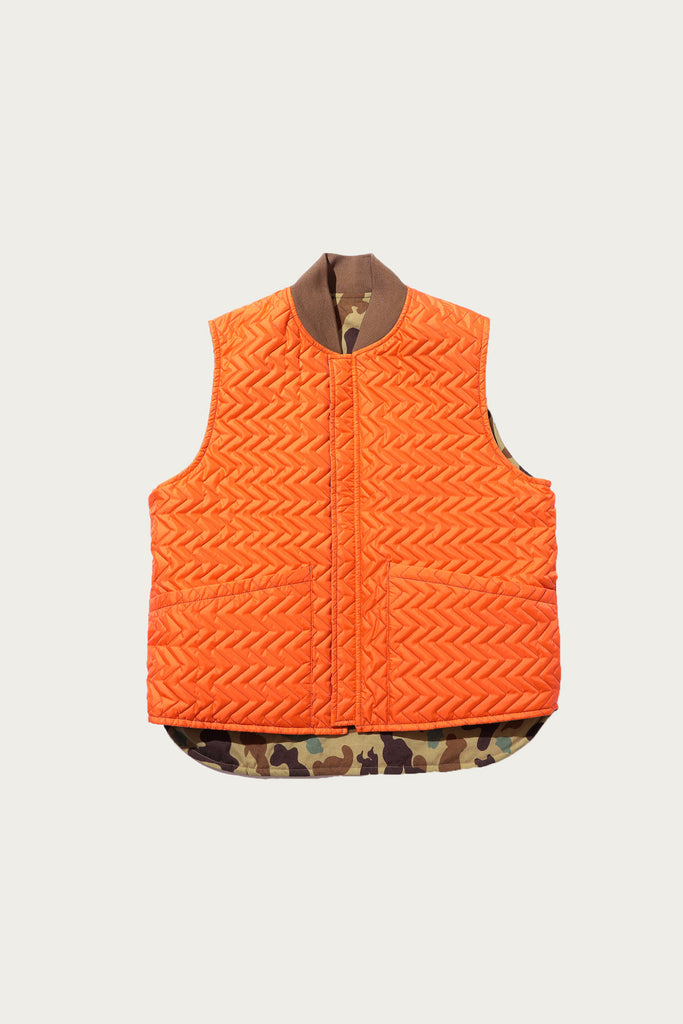 Beams Plus - Reversible WORK Puff Vest - Khaki Animal Print - Canoe Club