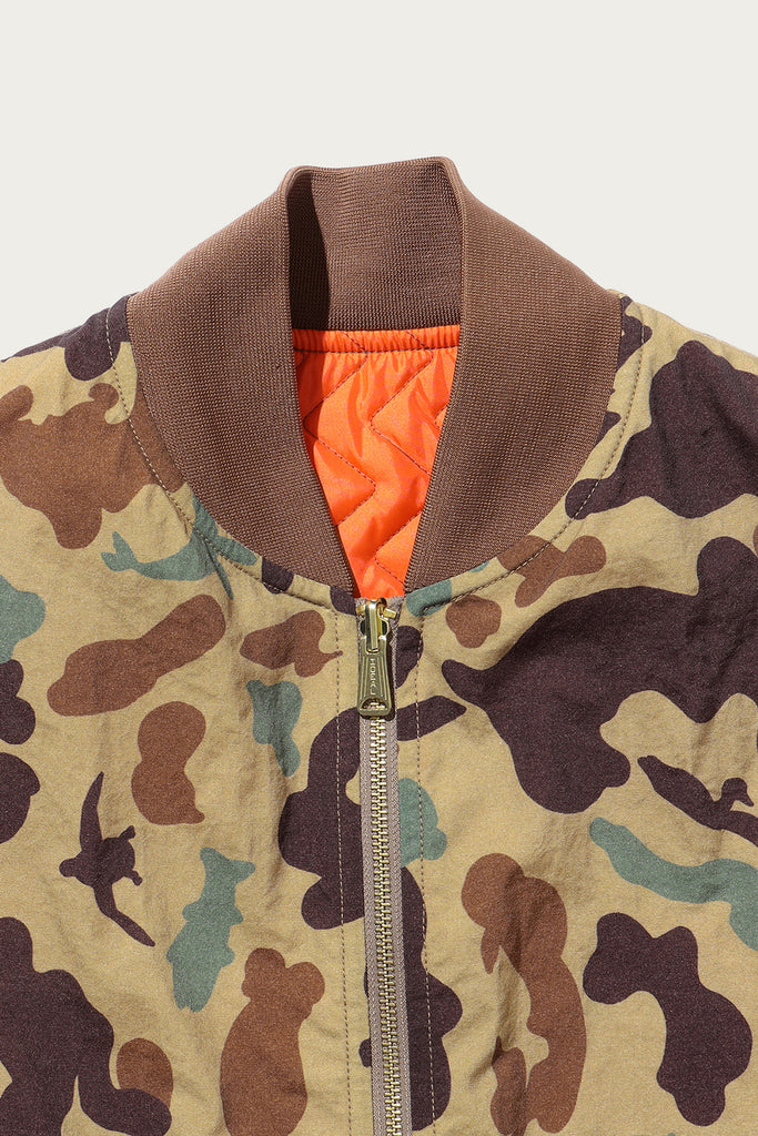 Beams Plus - Reversible WORK Puff Vest - Khaki Animal Print - Canoe Club