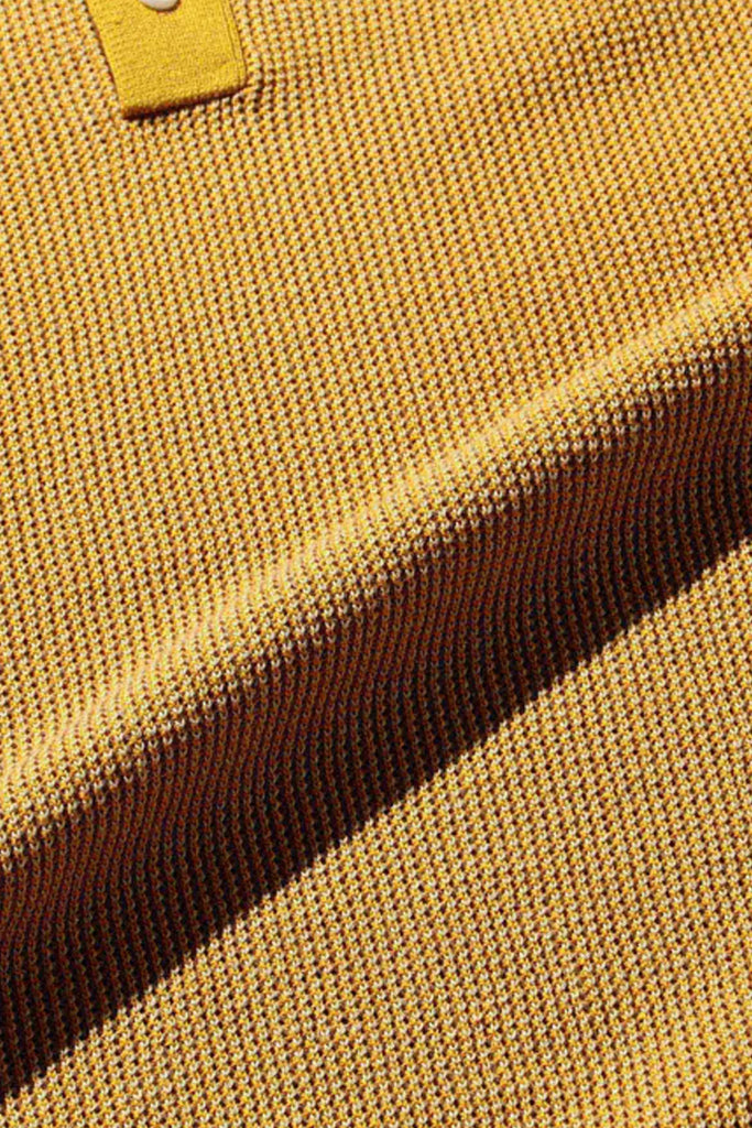 Beams Plus - Slab Knit Polo Cotton Linen - Mustard - Canoe Club