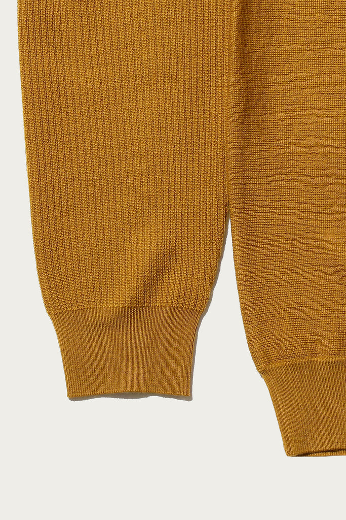 Beams Plus - Striped Knit Polo - Mustard - Canoe Club