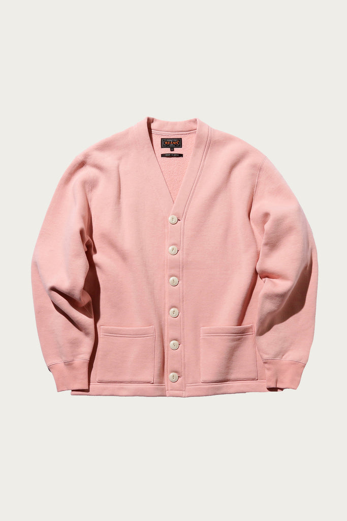 Beams Plus - Sweat V Cardigan - Pink - Canoe Club