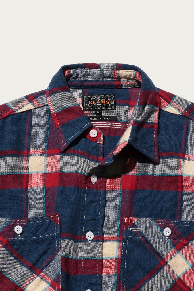 Beams Plus - WORK Indian Flannel Plaid - Blue - Canoe Club