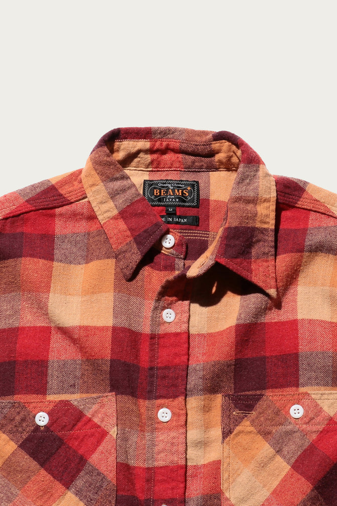 Beams Plus - WORK Indian Flannel Plaid - Red - Canoe Club