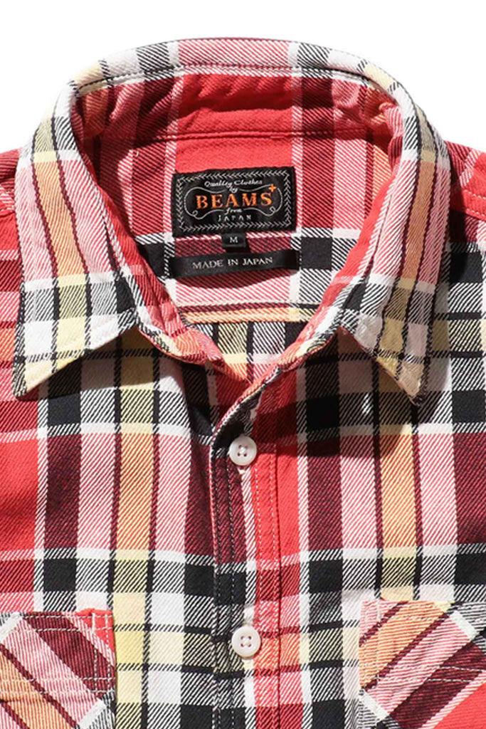 Beams Plus - Workshirt Nel Check - Red - Canoe Club