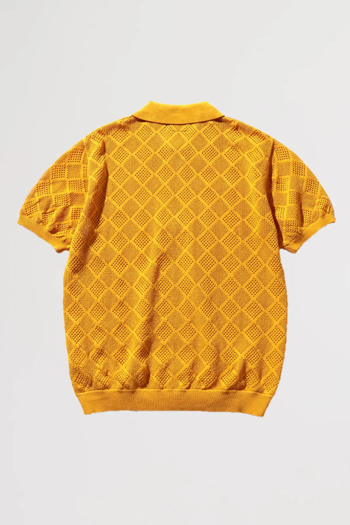 Beams Plus - Zip Knit Mesh Polo - Mustard - Canoe Club