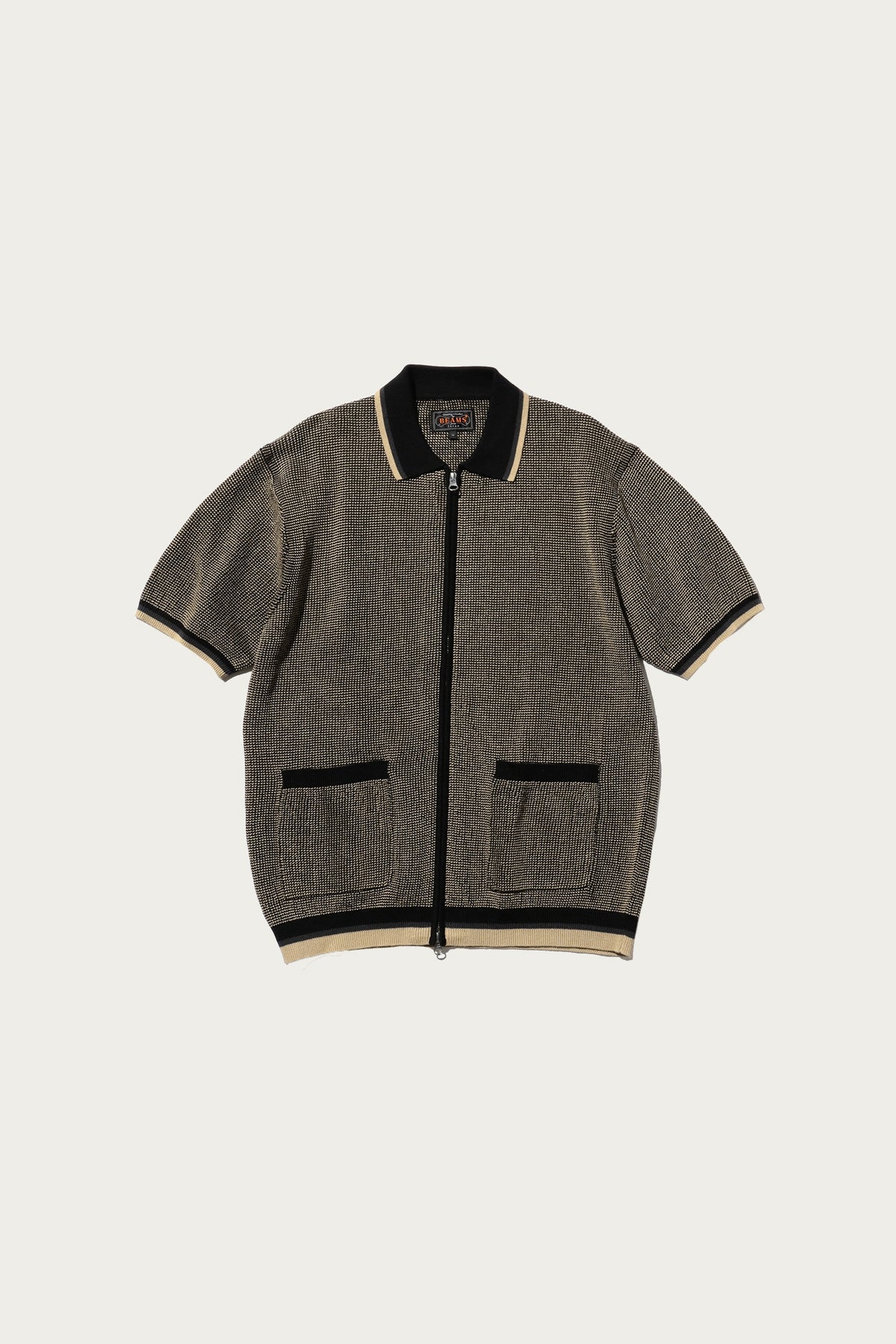 Beams Plus - Zip Knit Polo - Black - Canoe Club