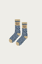 Brain Dead - Paneled Logo Crew Socks - Blue Leopard/Khaki - Canoe Club