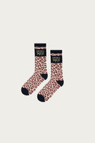 Brain Dead - Paneled Logo Crew Socks - Maroon Leopard/Navy - Canoe Club