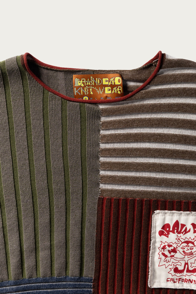 Brain Dead - Mixed Stripe Boxy Knit Sweater - Green Multi - Canoe Club