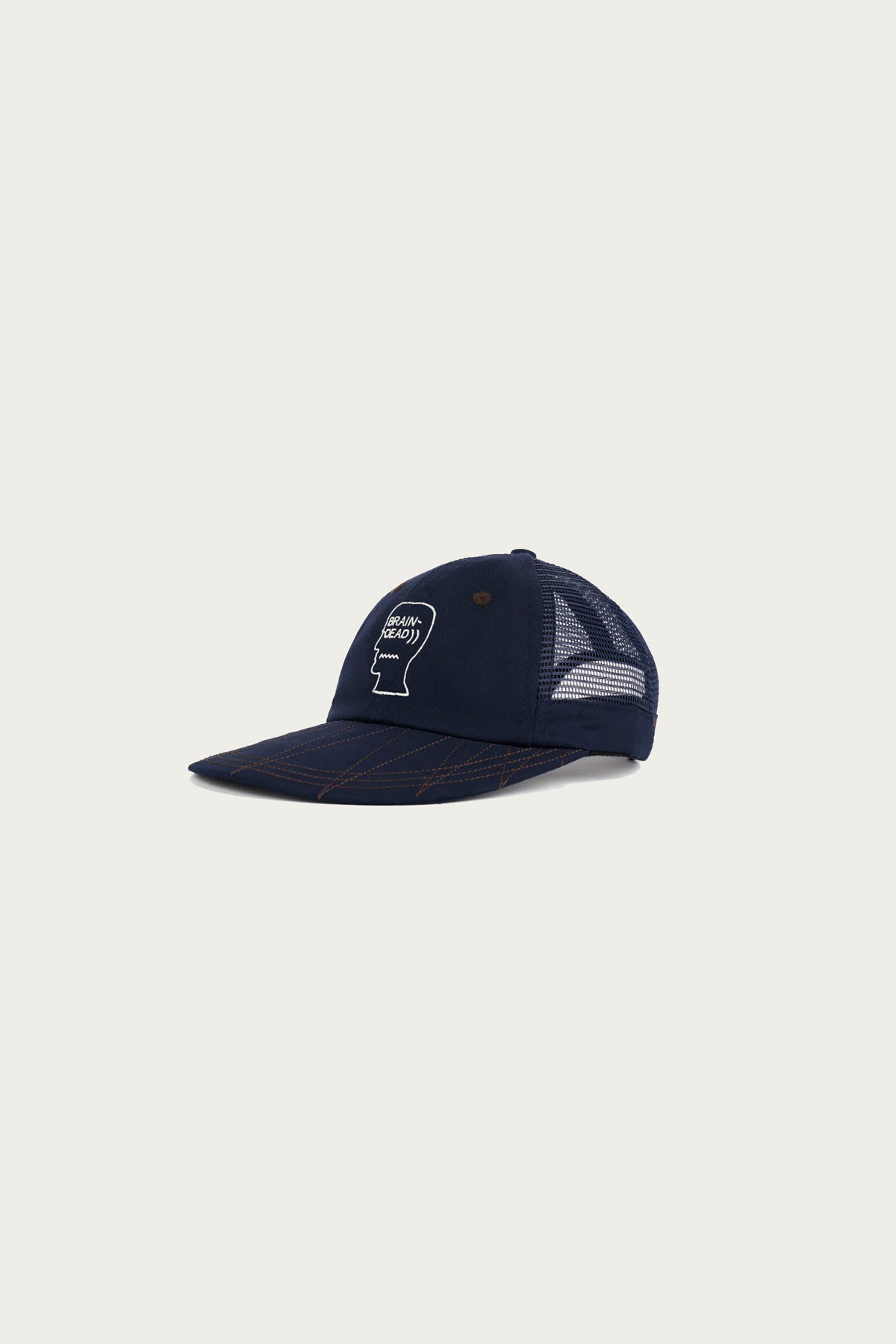 Brain Dead - Logohead Long Brim Mesh Panel Hat - Navy - Canoe Club
