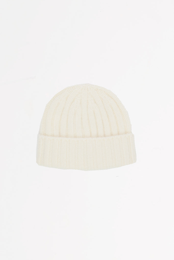 Cableami - Cashmere 2x2 Rib Watchcap - White - Canoe Club