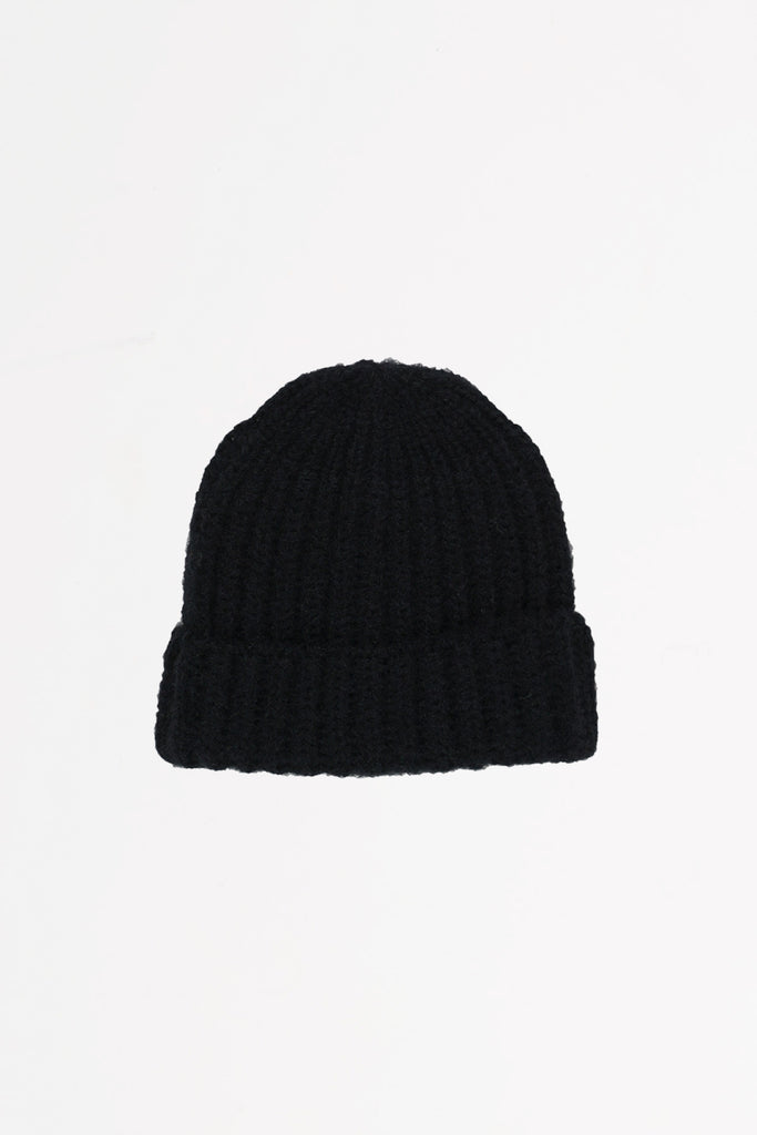 Cableami - Mohair Tube-Yarn Watchcap - Black - Canoe Club