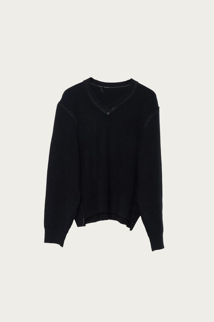 Camiel Fortgens - Cashmere Knit Frankenstein V-Neck - Black - Canoe Club