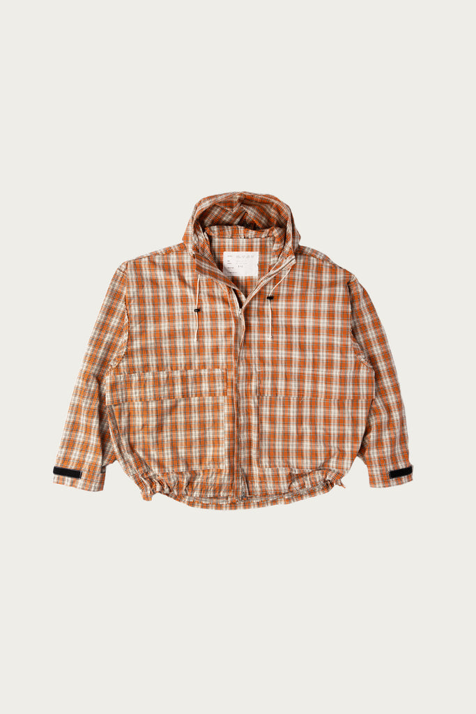 Camiel Fortgens - Cropped Outdoor Jacket - Orange/Brown Check - Canoe Club