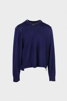 Camiel Fortgens - Merino Wool Knit Frankenstein V-Neck - Navy - Canoe Club