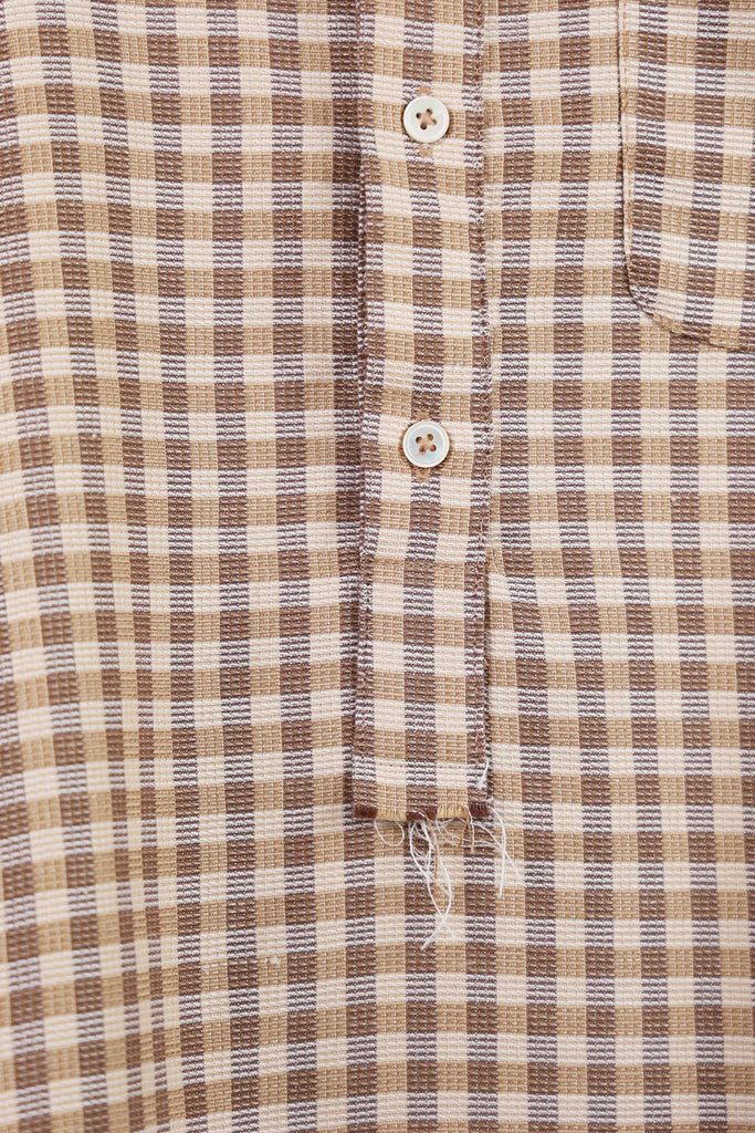 Camiel Fortgens - Woven 60s Bowling Polo - Brown Check - Canoe Club