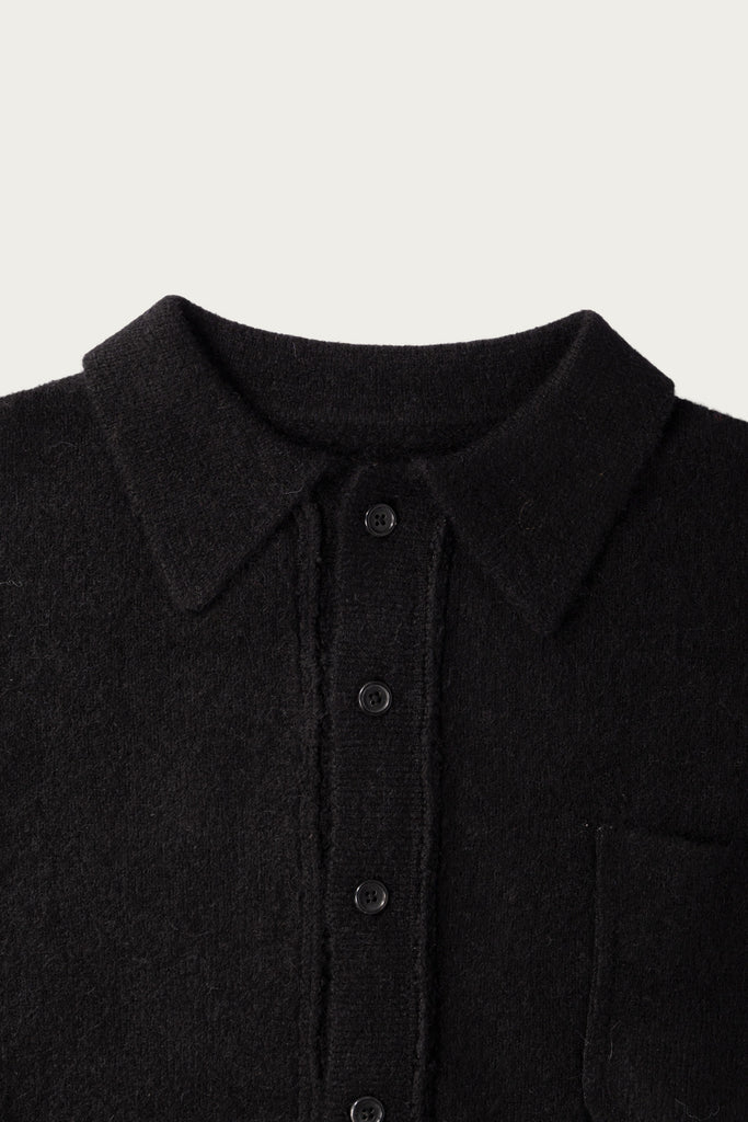 Camiel Fortgens - Hairy Cardigan - Black Alpaca Wool - Canoe Club