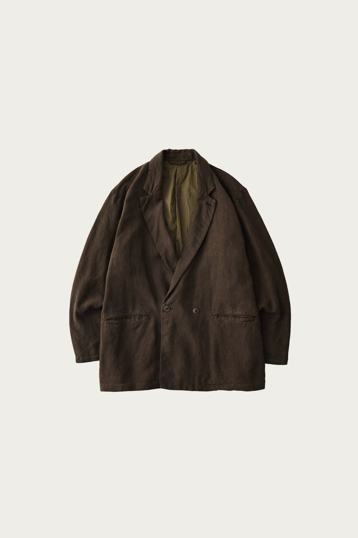 CONFECT - Linen Double Breasted Jacket - Dark Khaki - Canoe Club