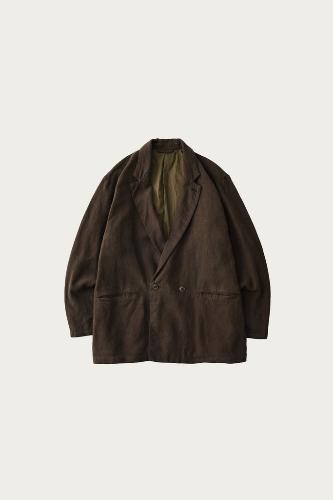 CONFECT - Linen Double Breasted Jacket - Dark Khaki - Canoe Club