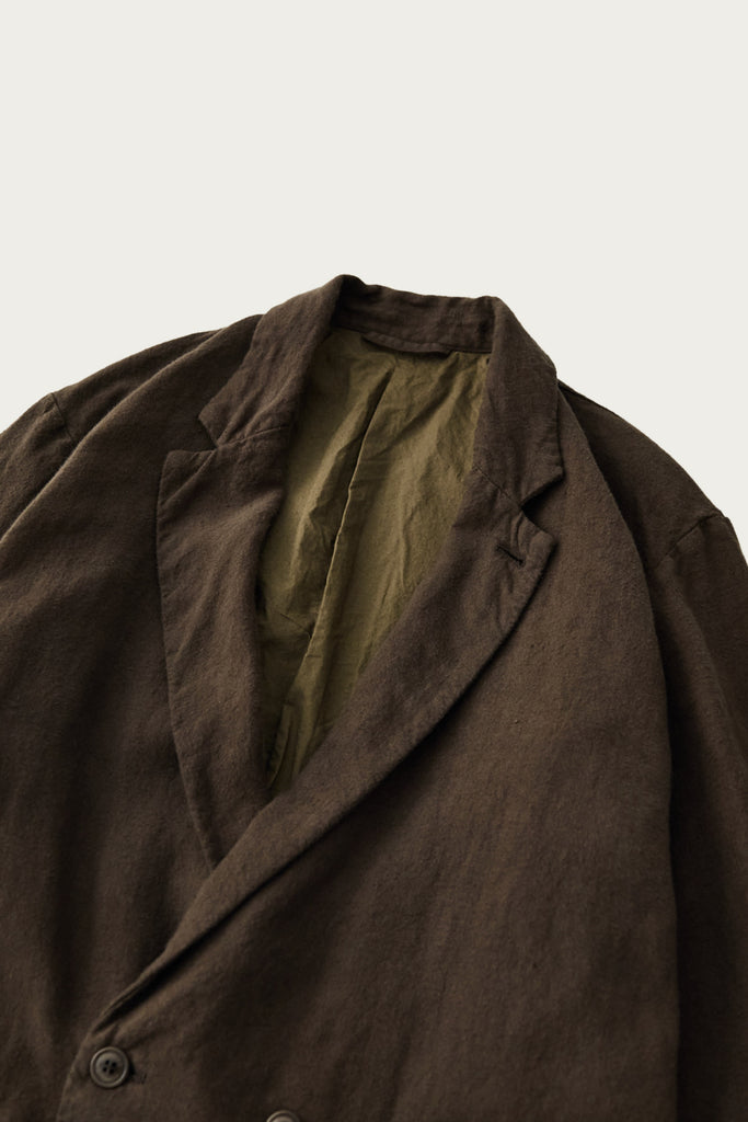 CONFECT - Linen Double Breasted Jacket - Dark Khaki - Canoe Club