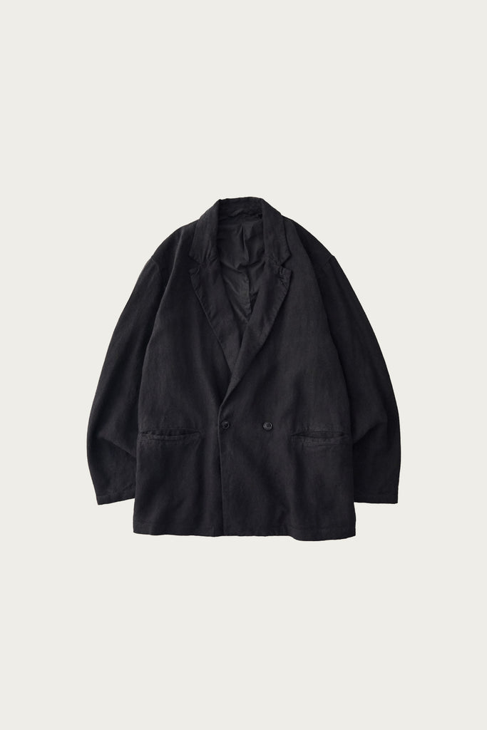 CONFECT - Linen Double Breasted Jacket - Ink Black - Canoe Club