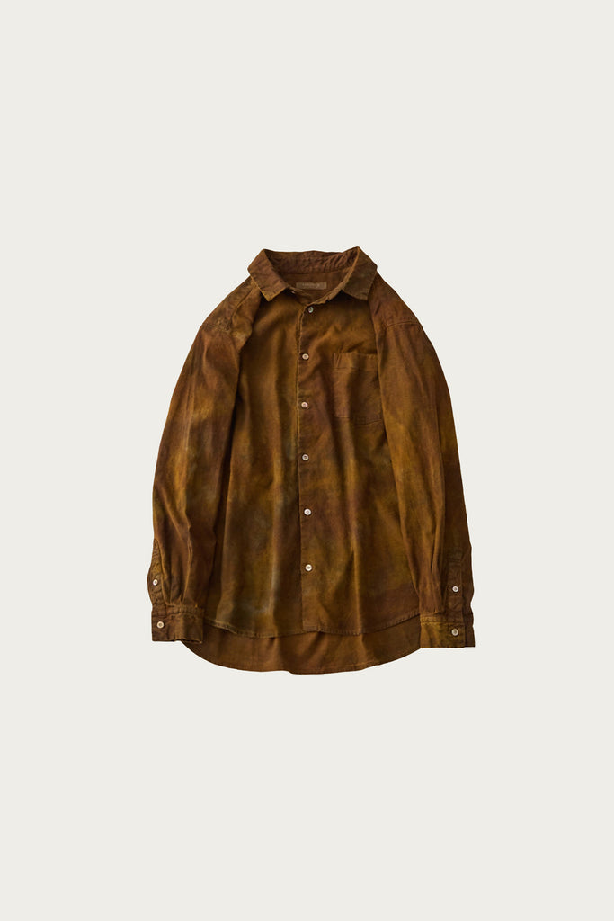 CONFECT - Brushed Uneven Dyed Regular Collar Shirt - Brown - Canoe Club