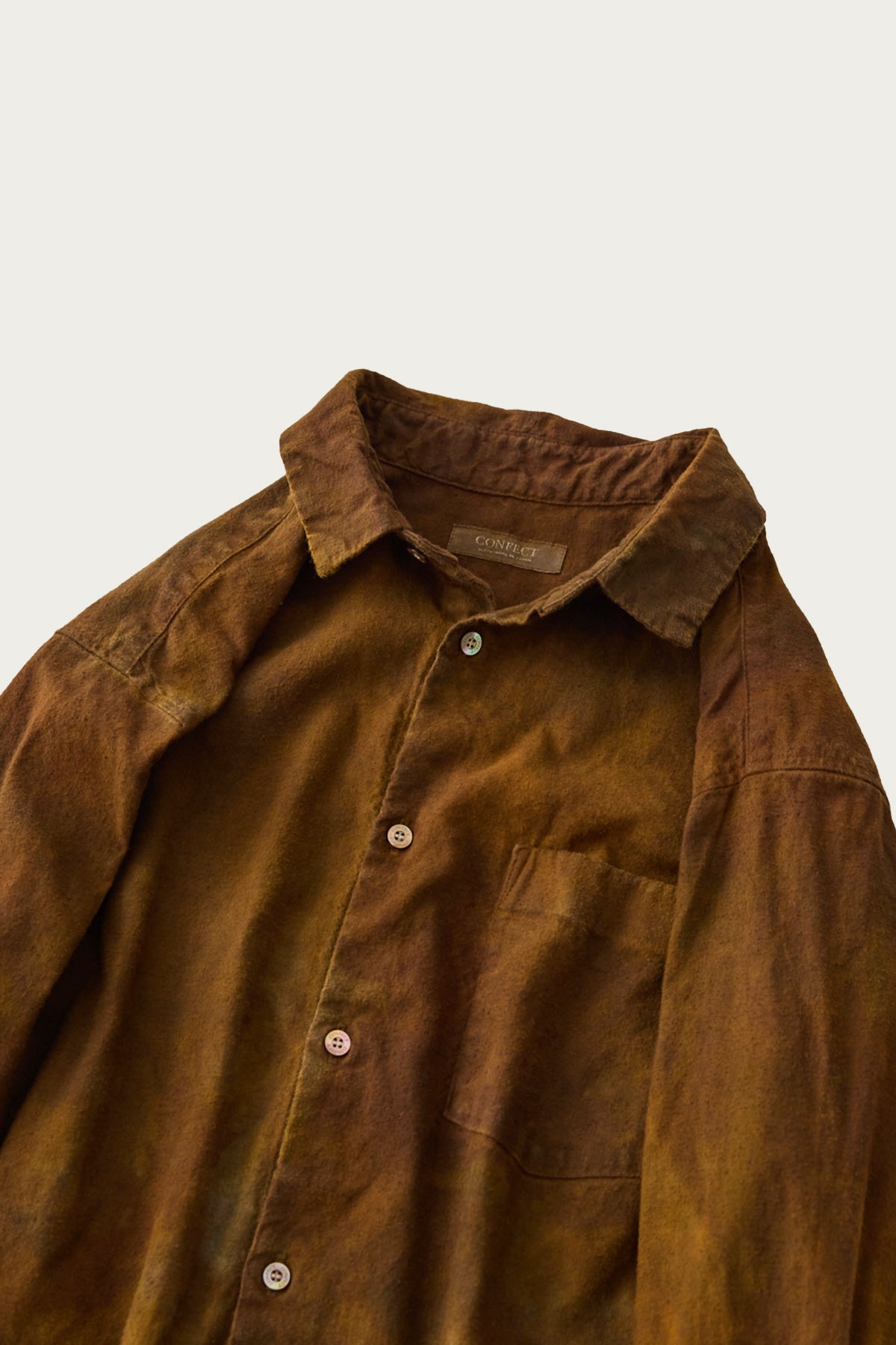 CONFECT - Brushed Uneven Dyed Regular Collar Shirt - Brown - Canoe Club