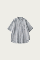 CONFECT - High Twist Yarn Ramie Short-Sleeve Regular Collar Shirt - Light Blue - Canoe Club