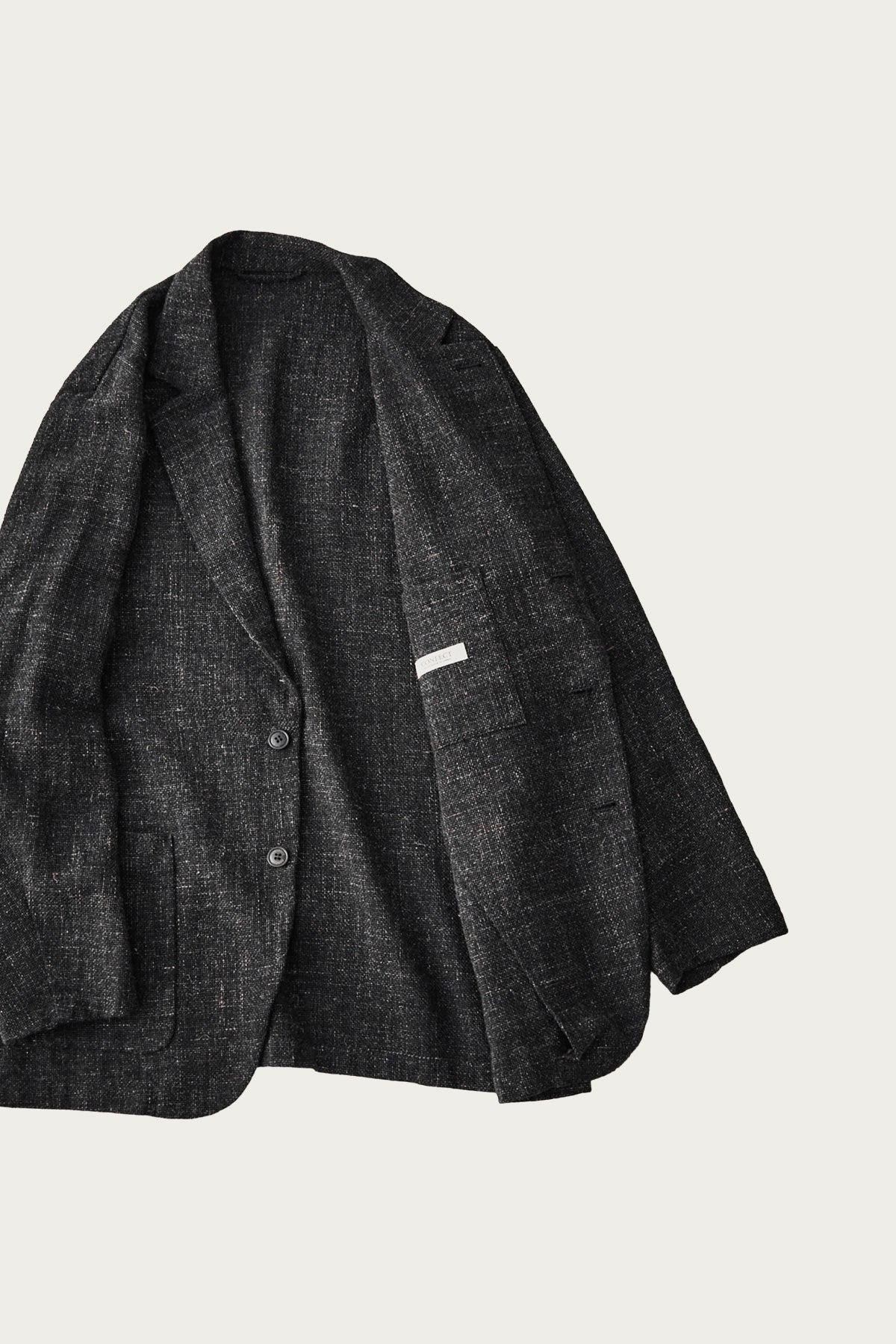 CONFECT - Wool Cotton Linen Melange Tweed Jacket - Black - Canoe Club