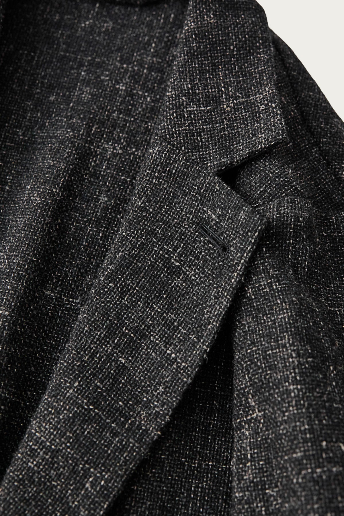 CONFECT - Wool Cotton Linen Melange Tweed Jacket - Black - Canoe Club