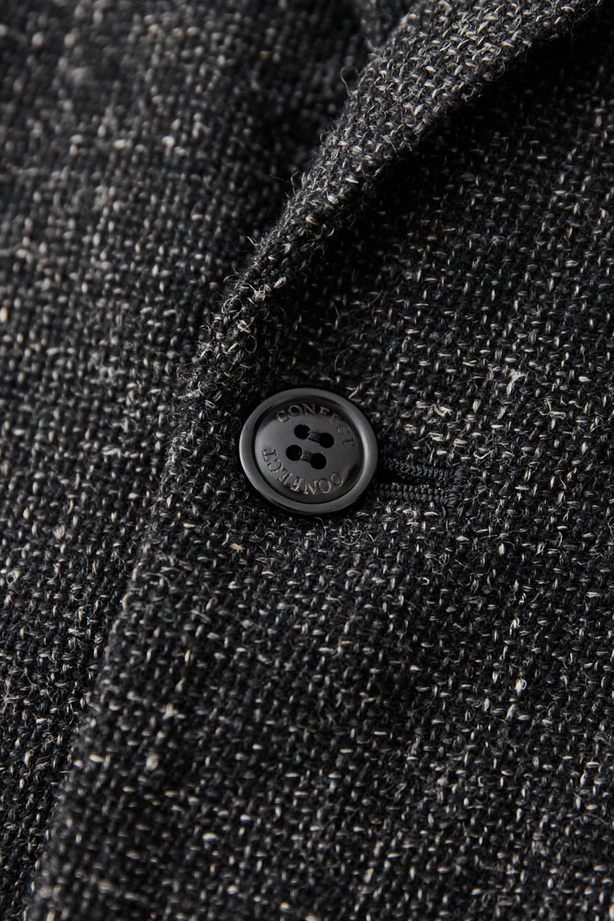 CONFECT - Wool Cotton Linen Melange Tweed Jacket - Black - Canoe Club
