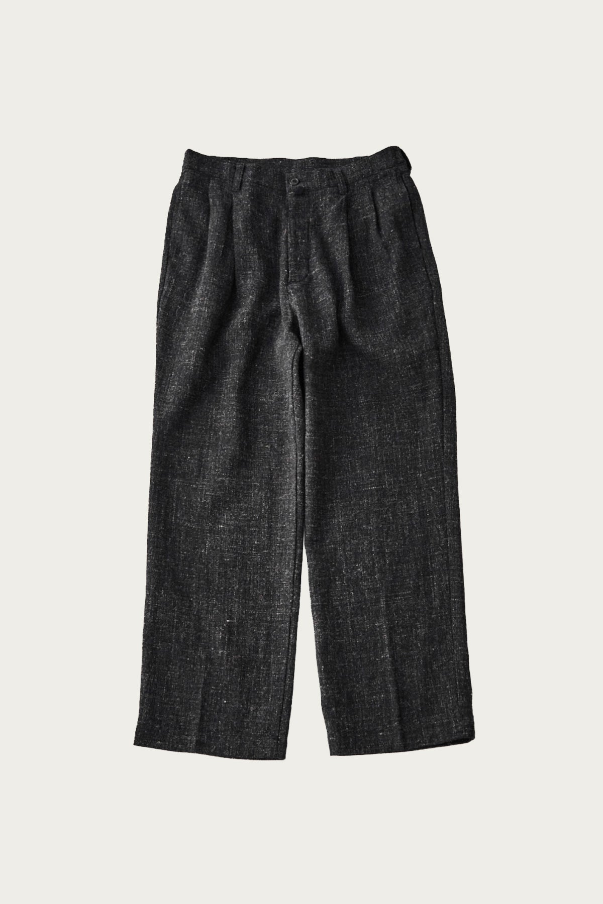 CONFECT - Wool Cotton Linen Melange Tweed Trousers - Black - Canoe Club