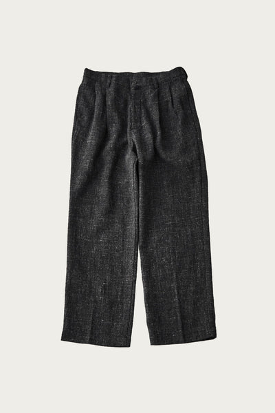 パンツ CONFECT linen wool twill 1tuck trousers CONFECT Wool Cotton Linen Melange Tweed Trousers | Black | Canoe Club