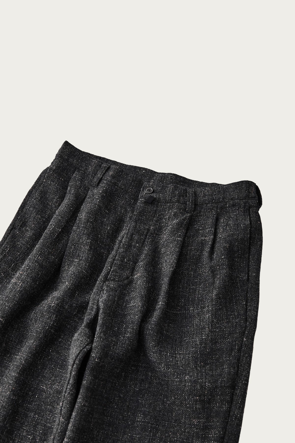 CONFECT - Wool Cotton Linen Melange Tweed Trousers - Black - Canoe Club