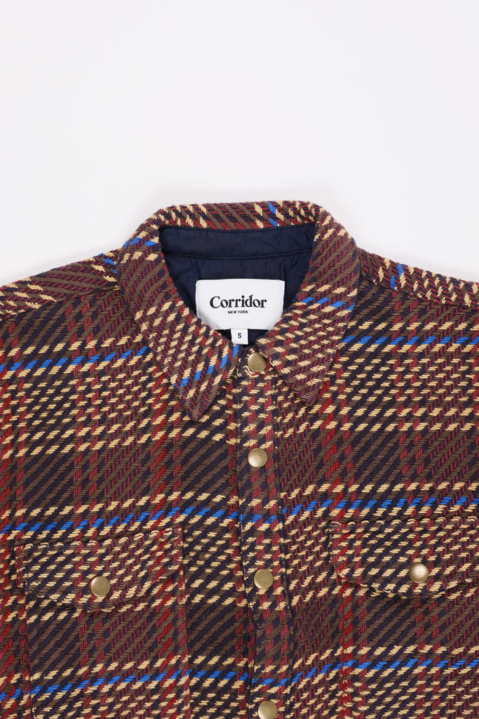 Corridor - Corded Plaid Shirt Jacket - Brown - Canoe Club