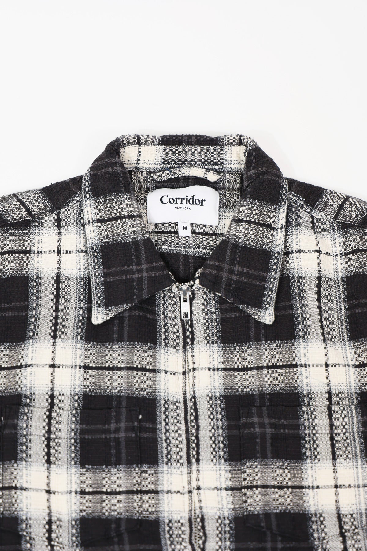 Corridor - Dobby Plaid Zip Shirt - Black - Canoe Club