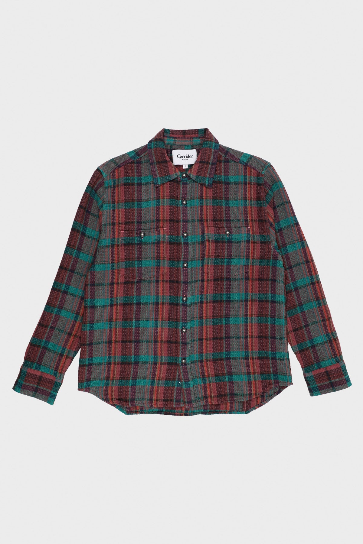 Corridor - Ruby Waffle Madras Longsleeve - Multi - Canoe Club
