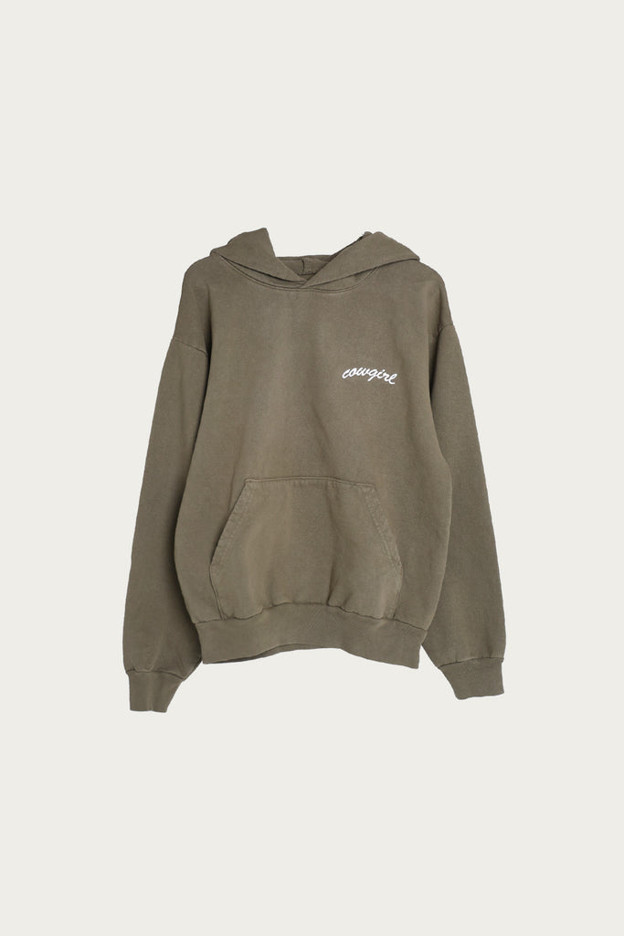 Cowgirl - Pocket Script Hoodie - Army Green - Canoe Club