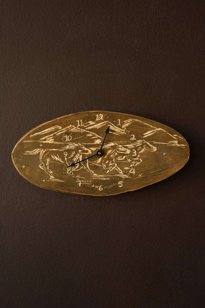 Danny D's Mud Shop - Western Motif Clock - Olive - Canoe Club