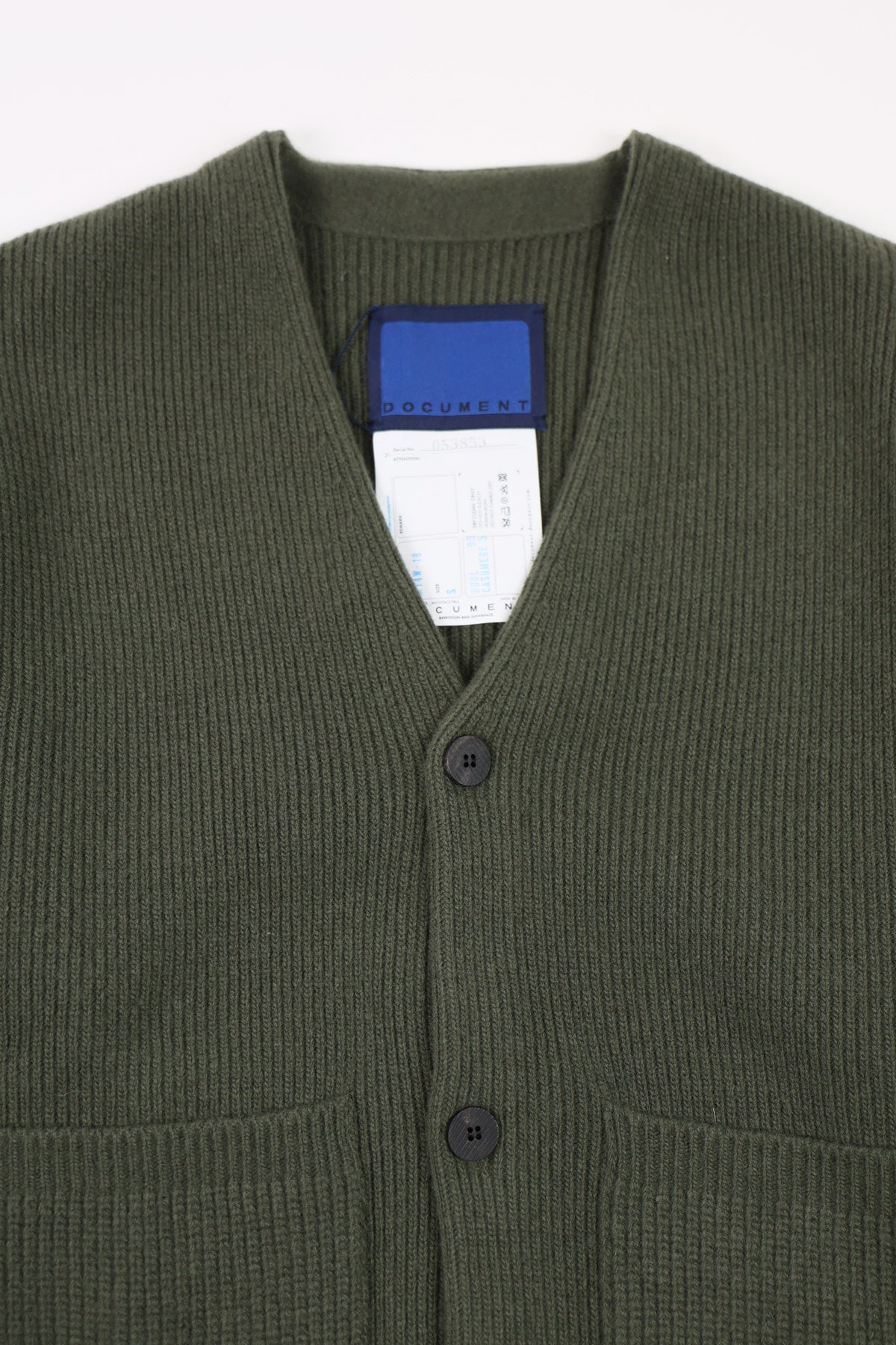 Document - Cashmere Blend V-Cardigan - Soldier - Canoe Club